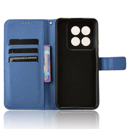For Xiaomi 14 Pro Case Diamond Texture PU Leather Smartphone Shell Cover Wallet