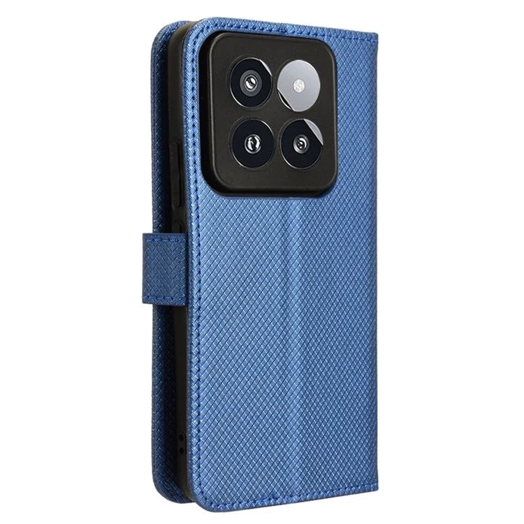 For Xiaomi 14 Pro Case Diamond Texture PU Leather Smartphone Shell Cover Wallet