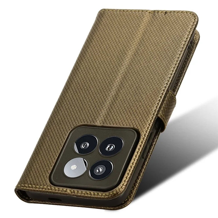 For Xiaomi 14 Pro Case Diamond Texture PU Leather Smartphone Shell Cover Wallet