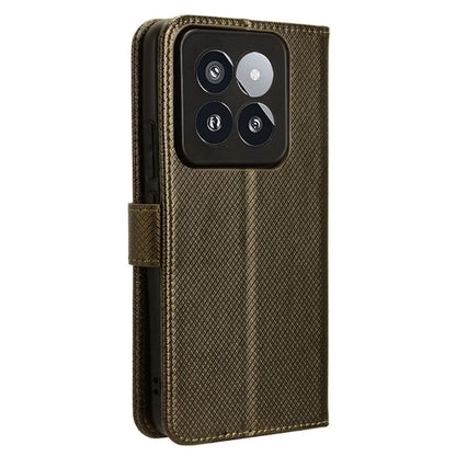 For Xiaomi 14 Pro Case Diamond Texture PU Leather Smartphone Shell Cover Wallet