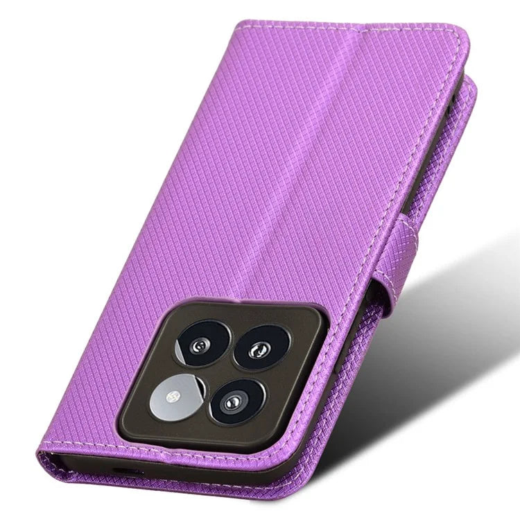 For Xiaomi 14 Pro Case Diamond Texture PU Leather Smartphone Shell Cover Wallet