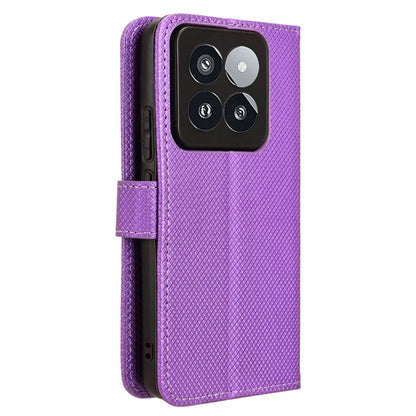 For Xiaomi 14 Pro Case Diamond Texture PU Leather Smartphone Shell Cover Wallet