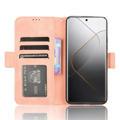 For Xiaomi 14 Pro Case Anti-scratch Leather Smart Phone Cover with Multiple Card Slots
