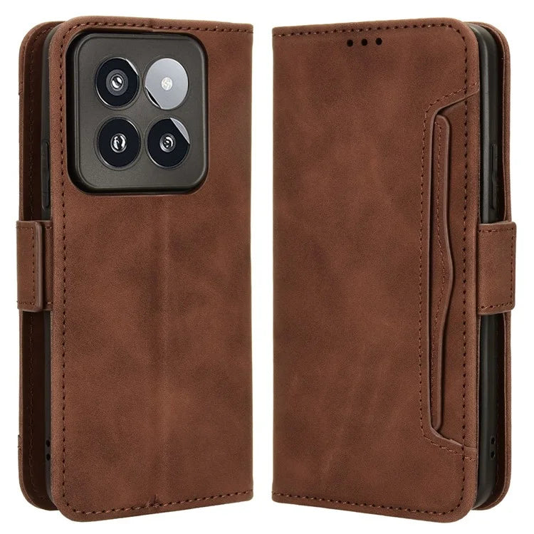 For Xiaomi 14 Pro Case Anti-scratch Leather Smart Phone Cover with Multiple Card Slots
