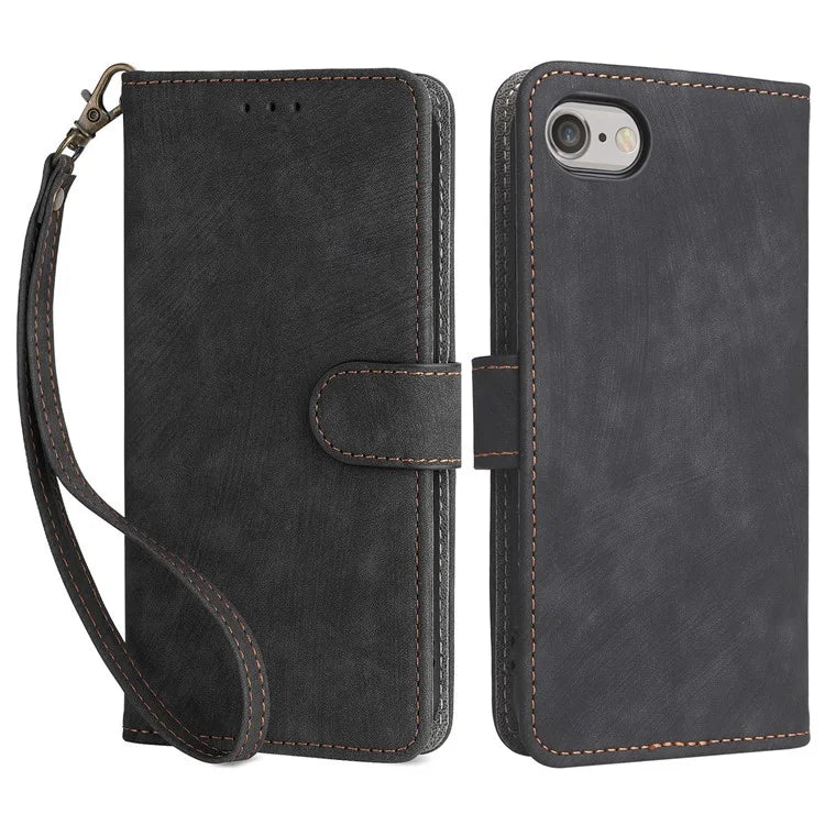 For iPhone 6 / 6s / 7 / 8 / SE (2020) / SE (2022) Case RFID Blocking Wallet Phone Cover with Strap