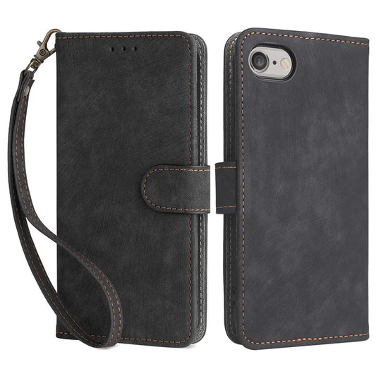 For iPhone 6 / 6s / 7 / 8 / SE (2020) / SE (2022) Case RFID Blocking Wallet Phone Cover with Strap