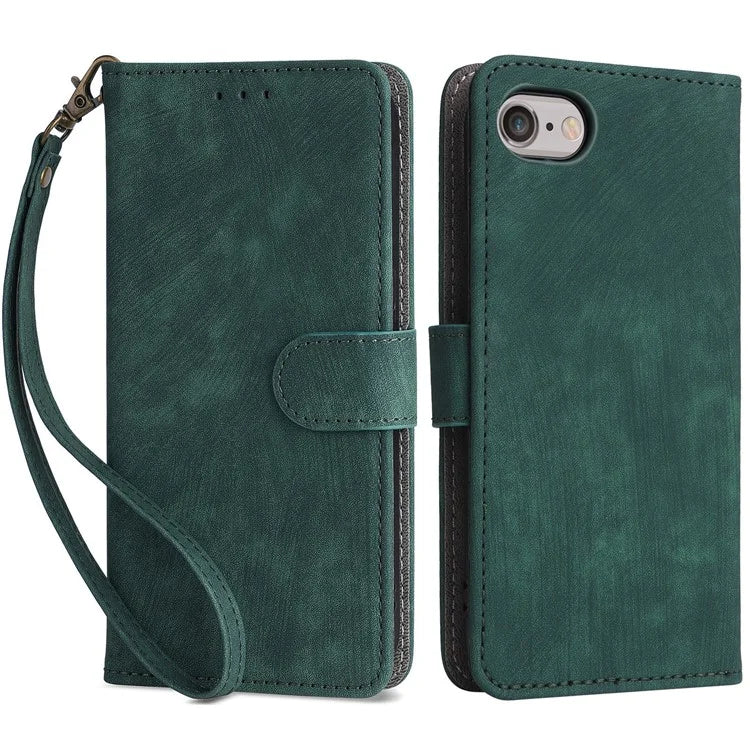 For iPhone 6 / 6s / 7 / 8 / SE (2020) / SE (2022) Case RFID Blocking Wallet Phone Cover with Strap