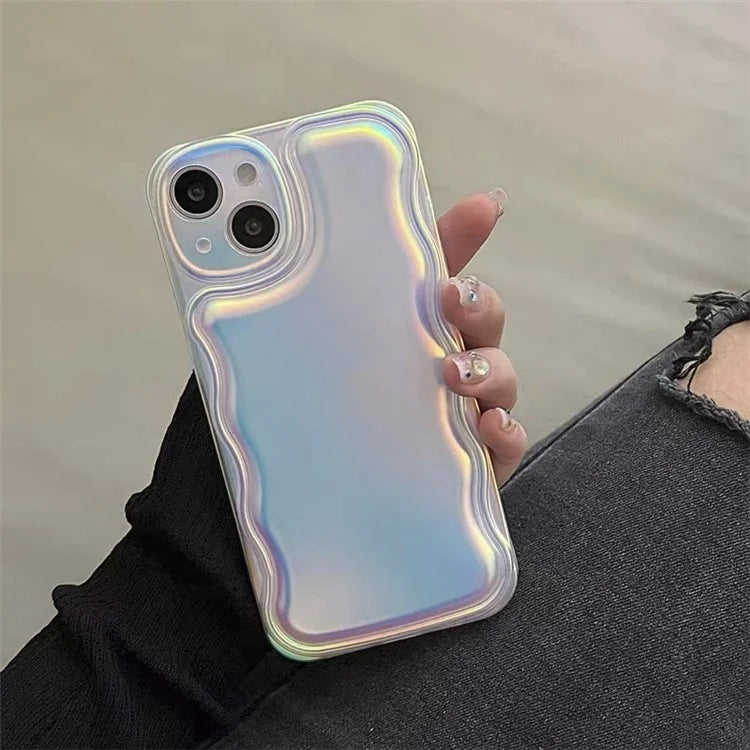 For iPhone 13 Case Protective TPU Colorful Aurora Laser Phone Cover