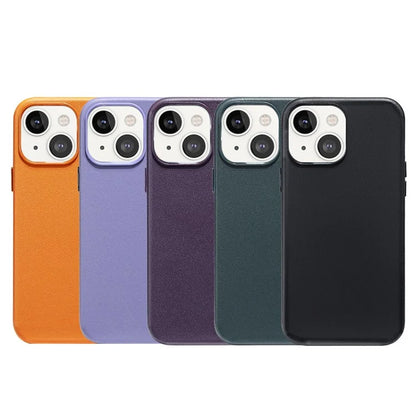 For iPhone 14 Case Compatible with MagSafe Genuine Cow Leather Coated PC Cover