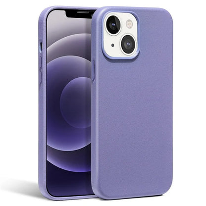 For iPhone 14 Case Compatible with MagSafe Genuine Cow Leather Coated PC Cover