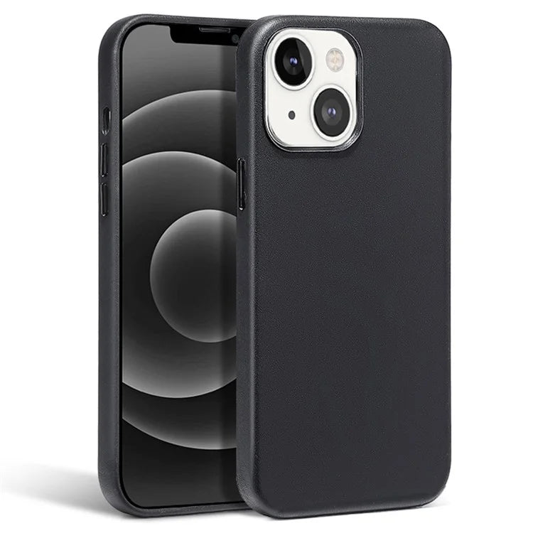 For iPhone 14 Case Compatible with MagSafe Genuine Cow Leather Coated PC Cover