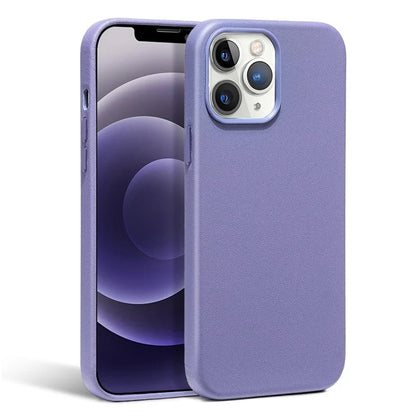 For iPhone 14 Pro Max Case Genuine Cow Leather Coated PC Cover Compatible with MagSafe