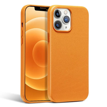 For iPhone 15 Pro Phone Case Compatible with MagSafe Genuine Cow Leather + PC Cover