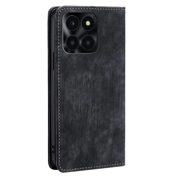 For Honor X6a 4G Case RFID Blocking PU Leather Wallet Cover Magnetic Closure Phone Shell