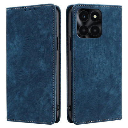 For Honor X6a 4G Case RFID Blocking PU Leather Wallet Cover Magnetic Closure Phone Shell