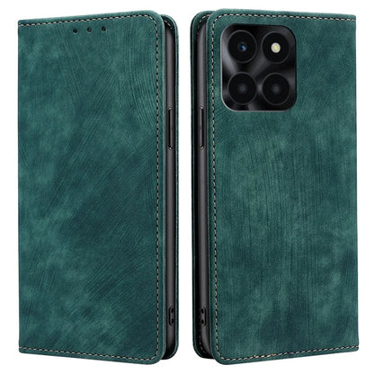 For Honor X6a 4G Case RFID Blocking PU Leather Wallet Cover Magnetic Closure Phone Shell