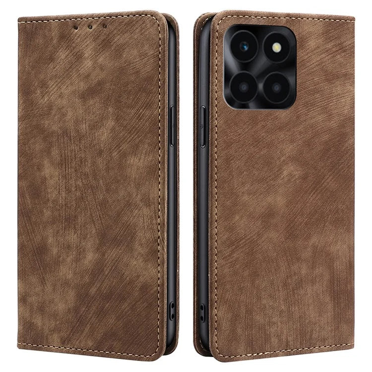 For Honor X6a 4G Case RFID Blocking PU Leather Wallet Cover Magnetic Closure Phone Shell