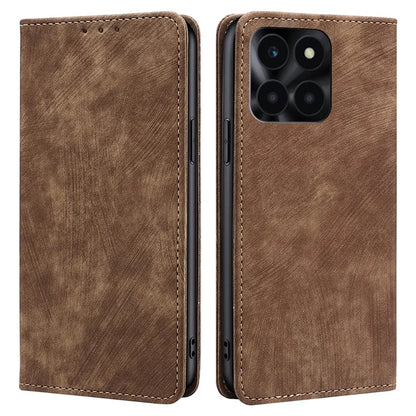 For Honor X6a 4G Case RFID Blocking PU Leather Wallet Cover Magnetic Closure Phone Shell