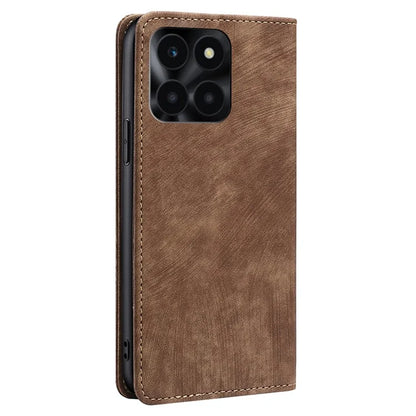 For Honor X6a 4G Case RFID Blocking PU Leather Wallet Cover Magnetic Closure Phone Shell