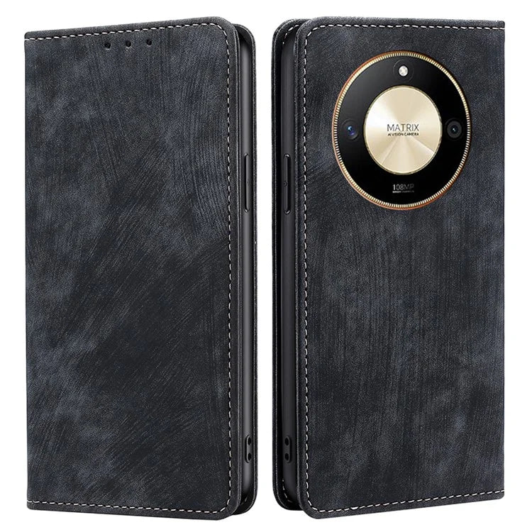 For Honor X50 Case Anti-Scratch RFID Blocking PU Leather Wallet Phone Cover