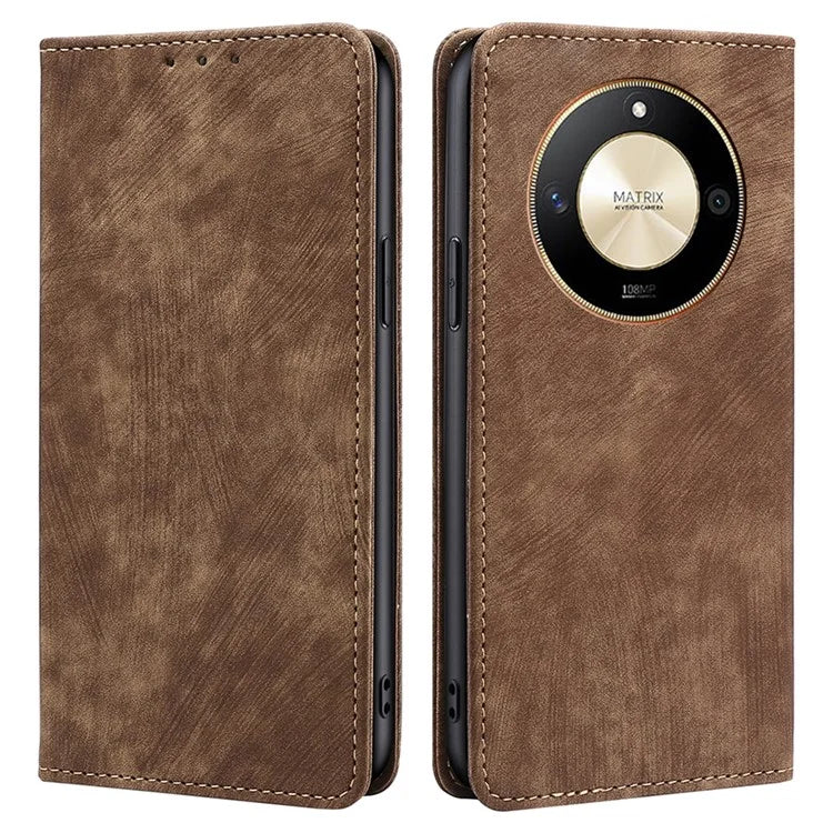 For Honor X50 Case Anti-Scratch RFID Blocking PU Leather Wallet Phone Cover
