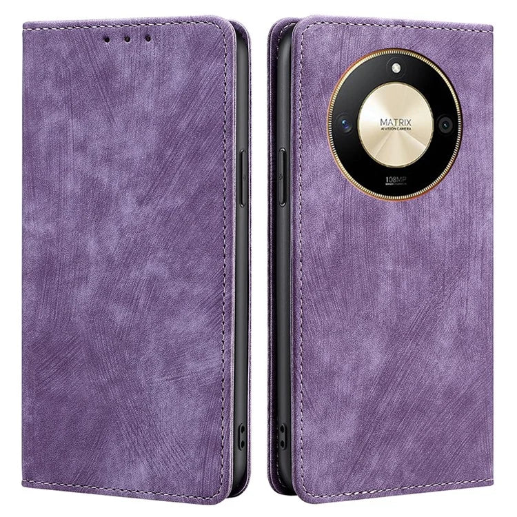 For Honor X50 Case Anti-Scratch RFID Blocking PU Leather Wallet Phone Cover