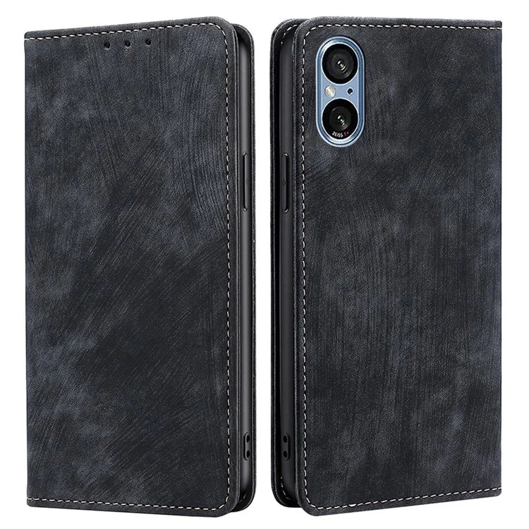 For Sony Xperia 5 V Case Shockproof Phone Shell PU Leather Wallet Cover with RFID Blocking