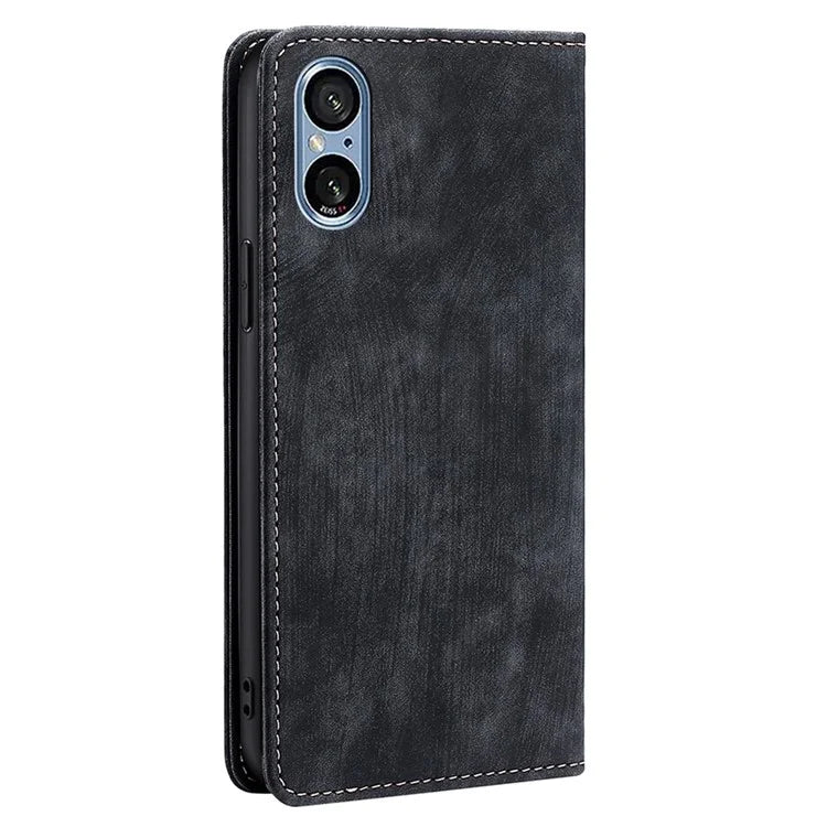 For Sony Xperia 5 V Case Shockproof Phone Shell PU Leather Wallet Cover with RFID Blocking