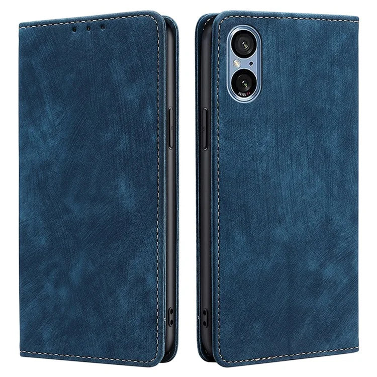 For Sony Xperia 5 V Case Shockproof Phone Shell PU Leather Wallet Cover with RFID Blocking