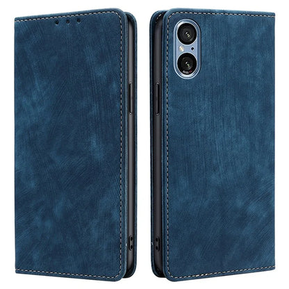 For Sony Xperia 5 V Case Shockproof Phone Shell PU Leather Wallet Cover with RFID Blocking