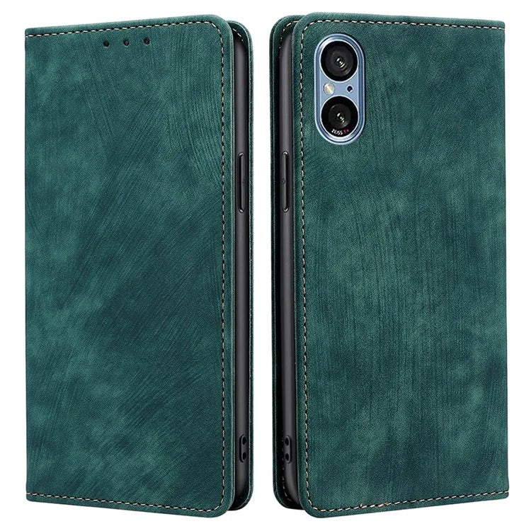 For Sony Xperia 5 V Case Shockproof Phone Shell PU Leather Wallet Cover with RFID Blocking