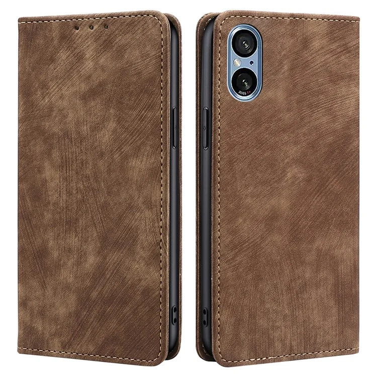 For Sony Xperia 5 V Case Shockproof Phone Shell PU Leather Wallet Cover with RFID Blocking