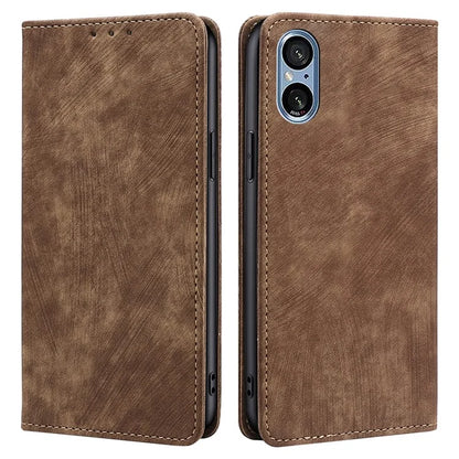For Sony Xperia 5 V Case Shockproof Phone Shell PU Leather Wallet Cover with RFID Blocking