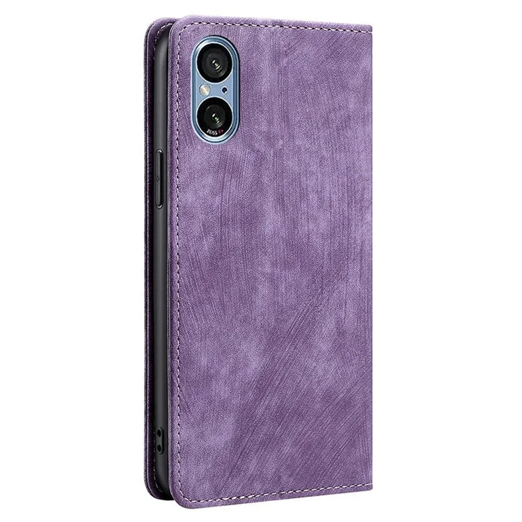 For Sony Xperia 5 V Case Shockproof Phone Shell PU Leather Wallet Cover with RFID Blocking