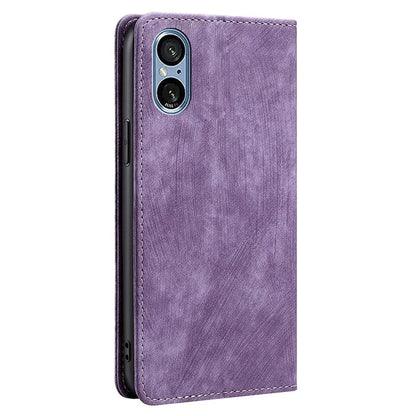 For Sony Xperia 5 V Case Shockproof Phone Shell PU Leather Wallet Cover with RFID Blocking