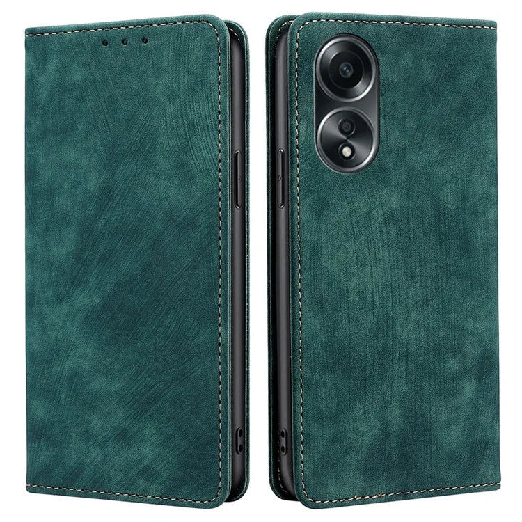 For Oppo A58 4G RFID Blocking Wallet Cover Case PU Leather Wallet Phone Shell