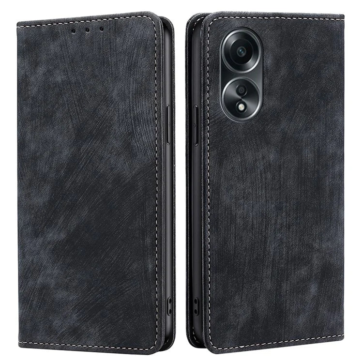 For Oppo A58 4G RFID Blocking Wallet Cover Case PU Leather Wallet Phone Shell