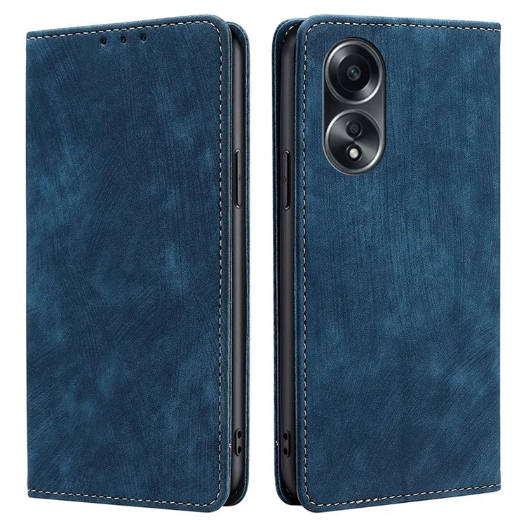 For Oppo A58 4G RFID Blocking Wallet Cover Case PU Leather Wallet Phone Shell
