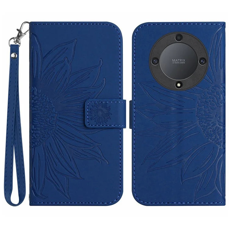 HT04 For Honor X9b 5G / Magic6 Lite 5G Case PU Leather Wallet Phone Cover with Wrist Strap