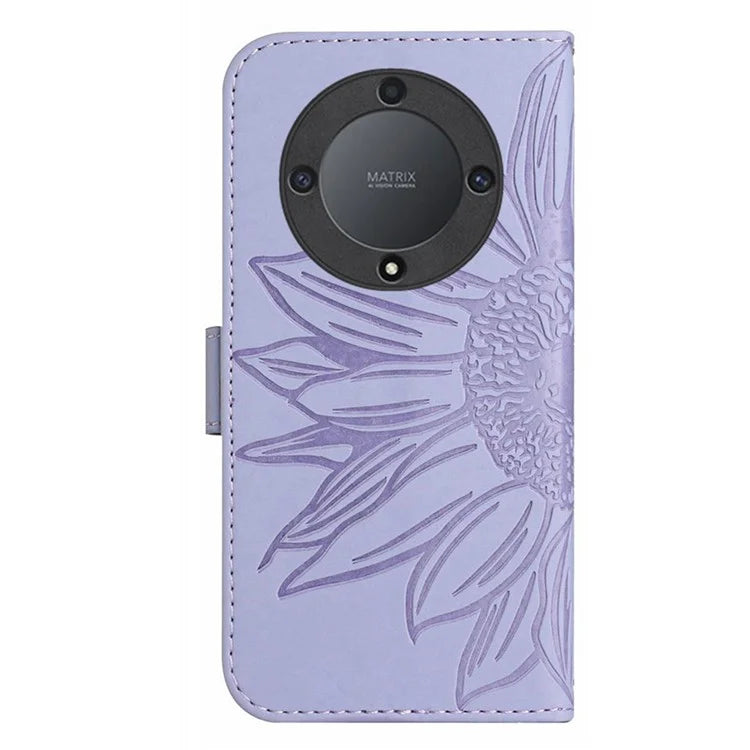 HT04 For Honor X9b 5G / Magic6 Lite 5G Case PU Leather Wallet Phone Cover with Wrist Strap