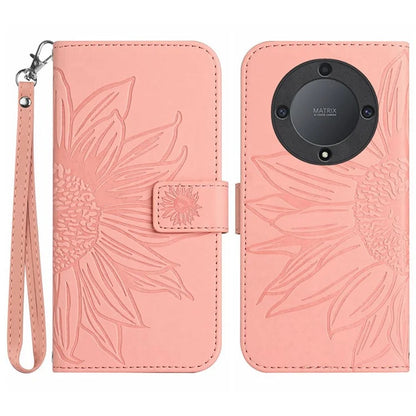 HT04 For Honor X9b 5G / Magic6 Lite 5G Case PU Leather Wallet Phone Cover with Wrist Strap