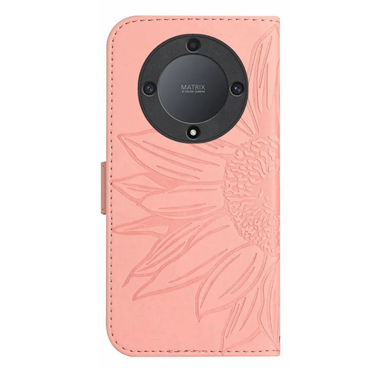HT04 For Honor X9b 5G / Magic6 Lite 5G Case PU Leather Wallet Phone Cover with Wrist Strap