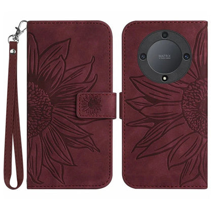 HT04 For Honor X9b 5G / Magic6 Lite 5G Case PU Leather Wallet Phone Cover with Wrist Strap