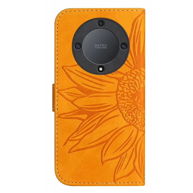 HT04 For Honor X9b 5G / Magic6 Lite 5G Case PU Leather Wallet Phone Cover with Wrist Strap
