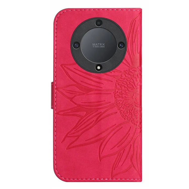 HT04 For Honor X9b 5G / Magic6 Lite 5G Case PU Leather Wallet Phone Cover with Wrist Strap
