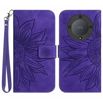 HT04 For Honor X9b 5G / Magic6 Lite 5G Case PU Leather Wallet Phone Cover with Wrist Strap