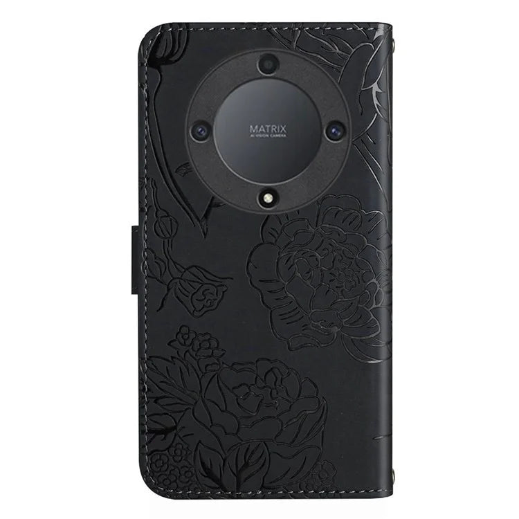 HT03 For Honor X9b 5G / Magic6 Lite 5G Case Folio Leather Wallet Phone Cover with Shoulder Strap