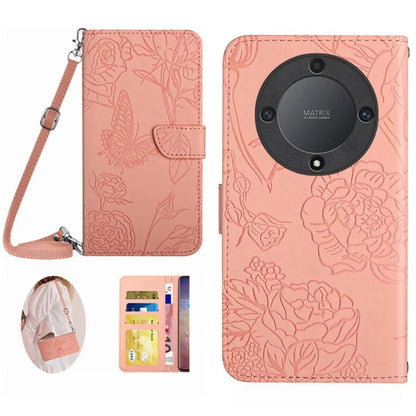 HT03 For Honor X9b 5G / Magic6 Lite 5G Case Folio Leather Wallet Phone Cover with Shoulder Strap