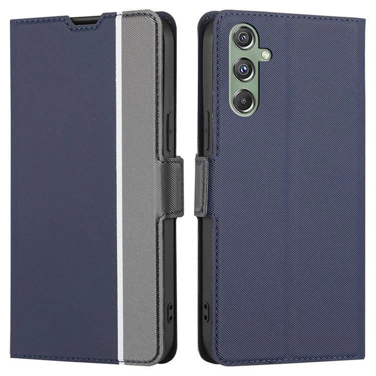 For Samsung Galaxy M34 5G / F34 5G Case Stand Anti-Scratch PU Leather Twill Texture Phone Cover Card Holder Shell