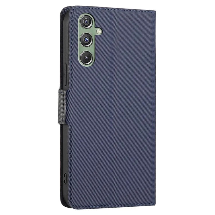 For Samsung Galaxy M34 5G / F34 5G Case Stand Anti-Scratch PU Leather Twill Texture Phone Cover Card Holder Shell